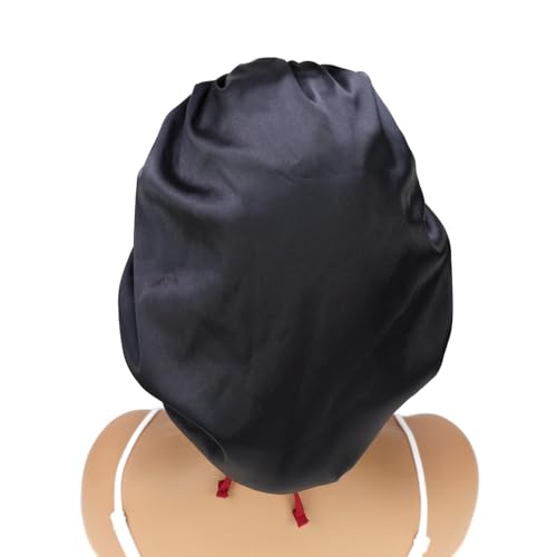 Adjustable Silk Satin Bonnet Hair Care Caps for Women Girls Loose-fitting Reversible Sleeping Cap Shower Caps Hair Wrap Bonnets (008 Wine/Black)