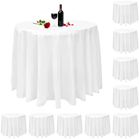 Pesonlook 10 Packs Dot Confetti Tablecloths Table Covers White and Blue Party Table Cover Disposable Rectangular Plastic Tablecloths for Outdoor Picnic/Birthday Party/Baby shower/Wedding(54"x108")