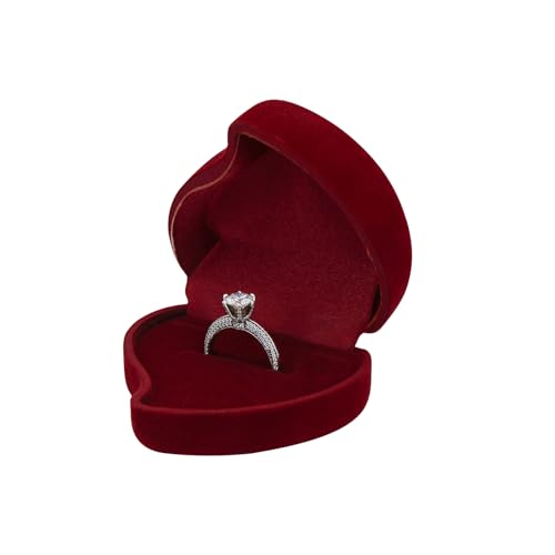 FuninCrea Porte Alliance Mariage en velours, Boite Bague à Fente Simple en Forme de Coeur, Petit Boite Alliance pour Mariage, Fiançailles, Cérémonie (Rouge)