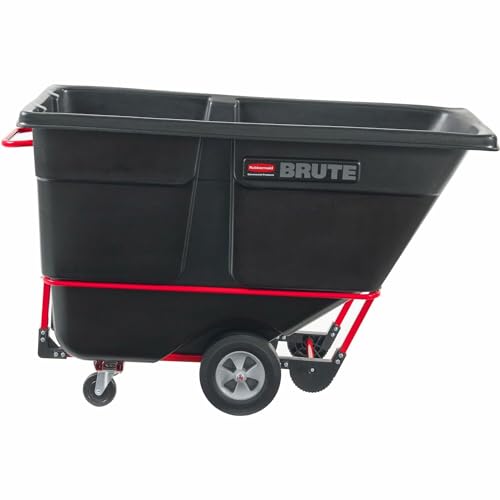 Image of Rubbermaid Commercial FG131500BLA Forkliftable Polyethylene Dump Truck, 1250-Pound Capacity, Black