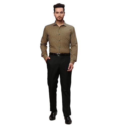 Image of Park Avenue Men's Pure Cotton Checks Pattern Slim Fit Semi Cutaway Collar Full Sleeve Formal Shirt