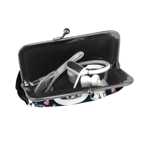 Pu Leather Buckle Coin Purse Puppy-Boston-Terrier-Love Girls Kiss-Lock Change Purse Wallets4