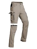Vzteek Herren Wanderhose Zip Off Trekkinghose Outdoorhose Sommer Softshell Stretch Hose Kurz f&uuml;r Wandern,Abnehmbar,Baggy,Fahrrad,arbeits(Cakhaki,M)