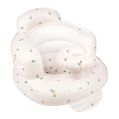 Image of QMVESS Inflatable Baby Seat with Tray, Fully Supportive Infant Floor Seat Baby Chairs for Entertaining Built in Air Pump Blow Up, Learning Sit-Up Seat for Infants 3 Months & Up (Olive)
