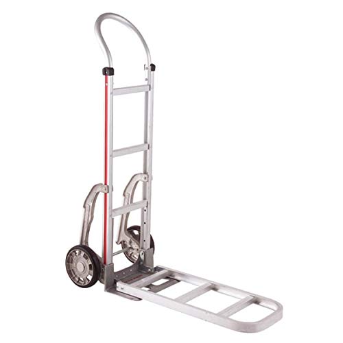 Magliner 2-Wheel Hand Truck with Horizontal Loop Handle, 14" x 7.5" Aluminum Nose, 8" Mold-On Rubber Wheels, Stair Climbers, Folding Nose Extension,