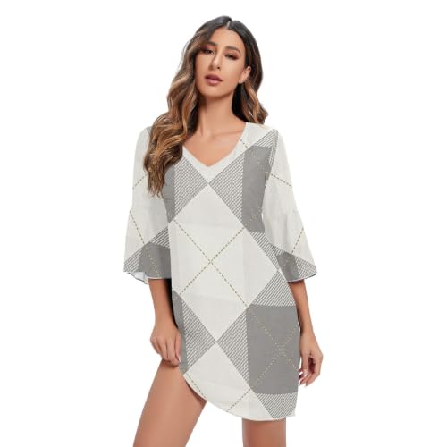 Robe courte en mousseline col V légère contre la chaleur estivale