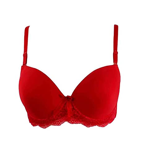 OMISuper-Comfy Women's Less Padded Non-Wired Full Coverage T-Shirt Bra with Front Thin Lace For Everyday Use