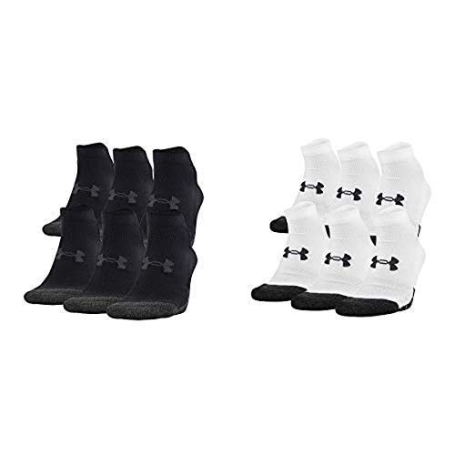 Under Armour Adult Performance Tech Lo Cut Socks (6 Pairs), Shoe Size: Mens 8-12/Womens 9-12, Black & 6 Pairs, Shoe Size: Mens 8-12/Womens 9-12, White