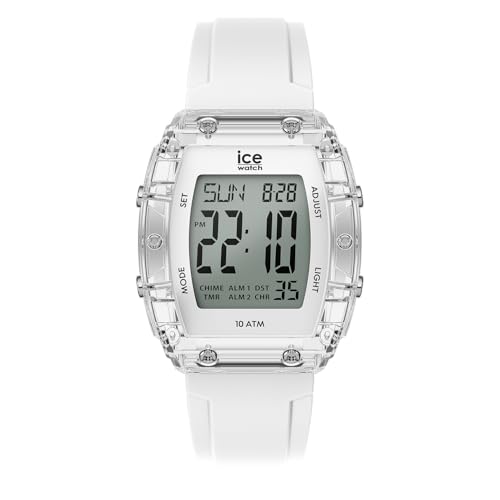 ICE-WATCH - Ice Digit boliday White Clear Silver - Montre Argent pour Homme avec Bracelet en Silicone - 024565 (Small)