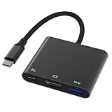 USB Type-C HDMIアダプタ JastBang USBタイプC 4K 60 HZ HDMIポート+USB3.0ポート+タイプC 急速PD充電+USB2.0 2イン1ポート 変換アダプタ UHD iPhone 15/16+/MacBook Pro/MacBook Air/iPad Pro/Galaxy S20+/USB Cデバイス対応 (black)