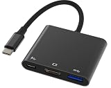 USB Type-C HDMIアダプタ JastBang USBタイプC 4K 60 HZ HDMIポート+USB3.0ポート+タイプC 急速PD充電+USB2.0 2イン1ポート 変換アダプタ UHD iPhone 15/16+/MacBook Pro/MacBook Air/iPad Pro/Galaxy S20+/USB Cデバイス対応 (black)