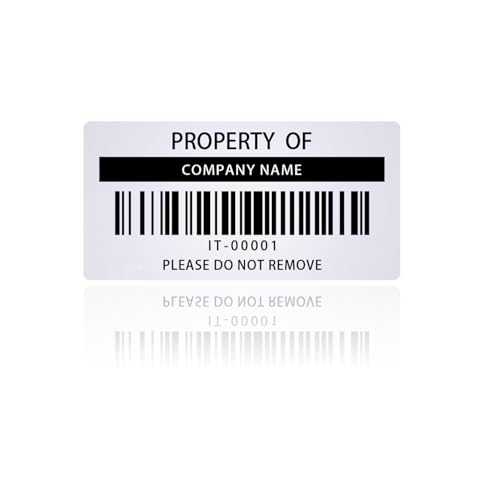 Custom Asset Tags - Asset Labels, 2 X 1'' Silver, Property ID Labels, Quantity Optional (50)