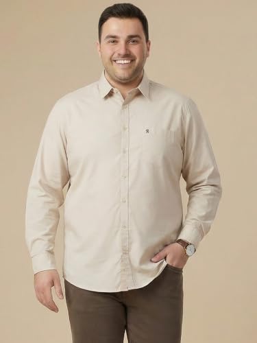 Image of Thomas Scott Men's Plus Size Cotton Casual Shirt | Regular Fit | Long Sleeves | Spread Collar | Solid | Soft & Breathable | Everyday Comfort Shirt for Men