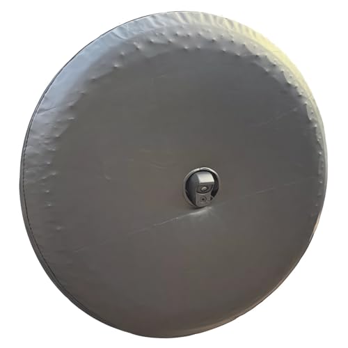 Image of Black Spare Tire Cover with Camera Hole for Jeep JL Wrangler Sport & Sahara, Ford Bronco Base, Big Bend, Black Diamond, Outer Banks (L: Wheel Diameter 29.5-31 inch, 245 /65R17, 255 /70R17)