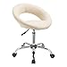 Produktbild Duhome Drehstuhl mit Rollen, Rollhocker Kunstleder Drehhocker Schminktisch Hocker mit Lehne Arbeitshocker Bürohocker Höhenverstellbar, Creme