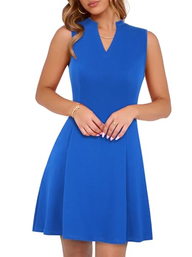 Image of YIOYOLA Womens Elegant Classy A-Line V Neck Mini Business Casual Work Dresses Party Cocktail Short Dress with Pockets