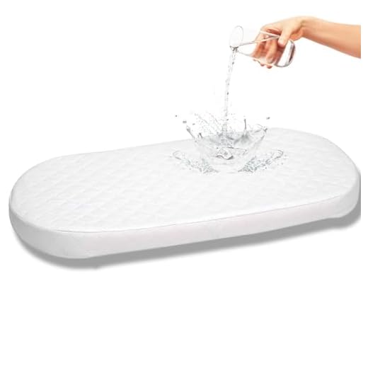 First Essentials Baby Bassinet Cradle Mattress Oval 13" x 29" Breathable Foam Interior Waterproof Padded Design.