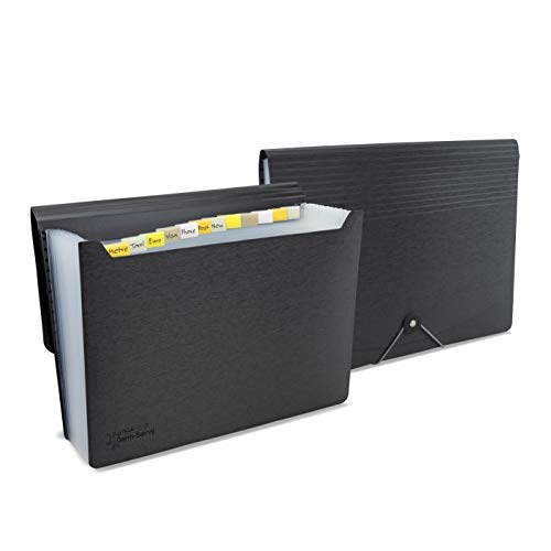 Rapesco 1638 Germ-Savvy Antibatterico, Portadocumenti A Soffietto Con 13 Tasche, A4, Nero