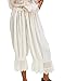 UAURORAO Women Lace Trim Long Bloomers Elastic Mid Rise Ruffle Pantaloons Cropped Flared Slips Pants Pajama Bottoms(White,S)