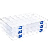 BENECREAT 3PCS 28 Grids Plastic Storage Box Jewellery Box Compartment Organizer Earring Storage C...
