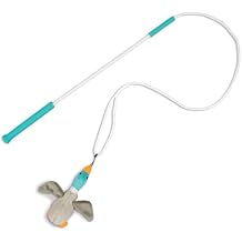 Outward Hound Tail Teaser Interactive Dog Wand Toy with Squeaky Plush Teaser and Crinkle Sounds for Active Play, Multicolored
