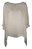 2-teilig, Unterteil angenäht Cara Mia Tunika Bluse Sexy Seide Fledermaus Italy Taupe 38 40 42 44