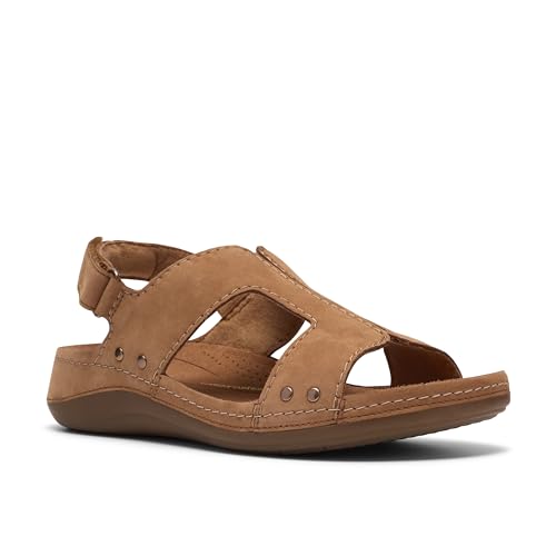 Sandale plate Clarks Cecily Sun soulagez vos pieds avec ce nubuck souple marron