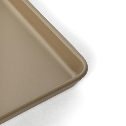 Image of Martha Stewart Gallen 15 x 10 Inch Nonstick Carbon Steel Cookie Sheet - Champagne, Durable Bakeware for Even Baking and Easy Cleanup
