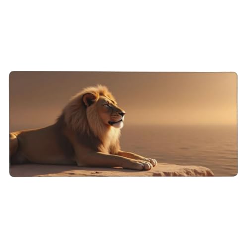 Tapis de souris de jeu imprimé lion beige pour le travail à la maison