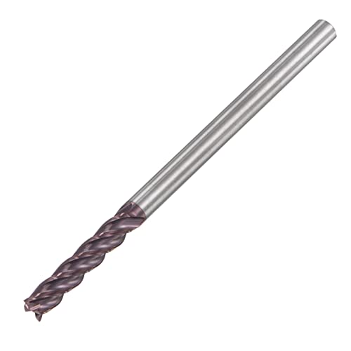 uxcell Square Nose End Mill, 6mm Tip Dia Solid Carbide AlTiN Coated CNC Router Bits 4 Flute Spiral Milling Cutter HRC55 with 6mm Shank 100mm (4-inch) Length