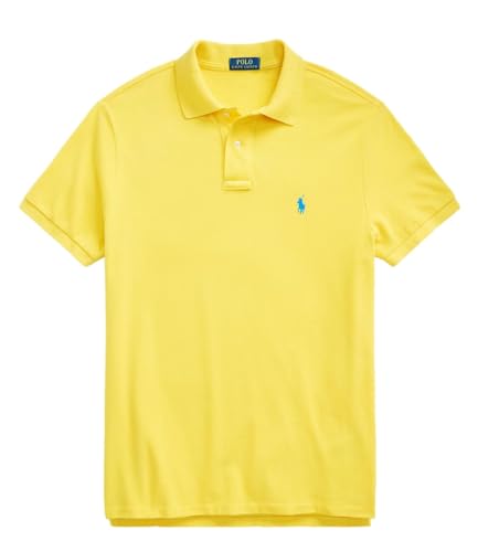 POLO RALPH LAUREN Men Custom Fit Mesh Pony Logo Shirt (M, Yellowfin)