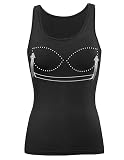 Tank Tops for Women with Built in Shelf Bra Casual Wide Strap Basic Camisole Sleeveless Layer Top for Winter (Medium, Black)