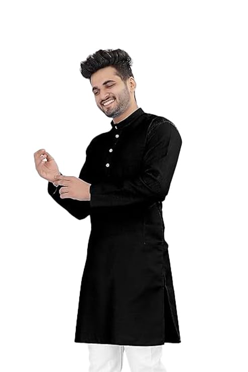 Image of Flossy Men's Cotton Blend Plain Solid Kurta for Men