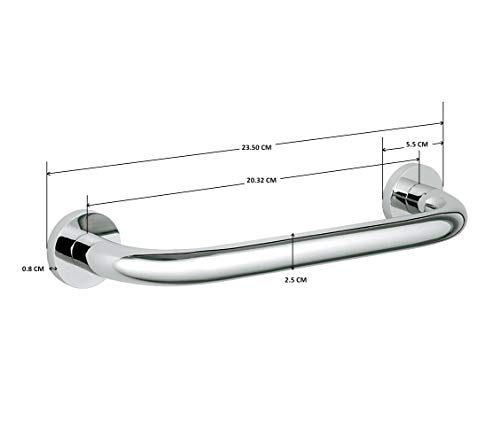 Image of FORTUNE Stainless Steel Wall Mounted Grab Bar, Towel Bar, Bathtub Rails, Safety Hand Support Balance Handle Bars, Bathroom Accessories for Home, Hotel- Chrome Finish (8 Inch) (Pack of 1)