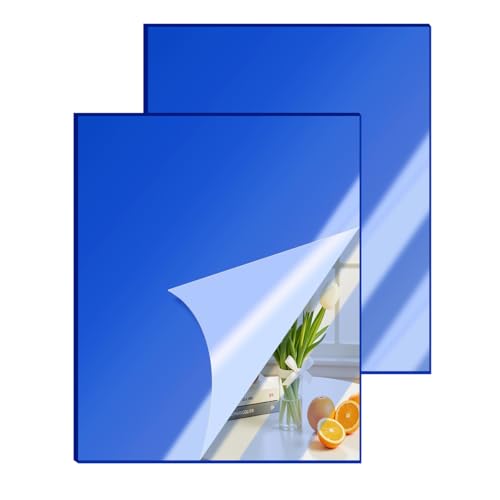Image of 2 Pcs 12 x16 Inch Blue Acrylic Mirror Sheet, 1 /8 Inch Thick Opaque Glossy Mirror, Plexiglass Mirror Sheets with Protective Film, Rigid Mirror Sheets for Sawing, DIY, Laser Cutting and Engraving