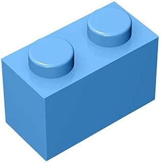 Bloque de ladrillo a granel de construcción clásica 1x2, 200 piezas de ladrillo de construcción azul claro, compatible con piezas y piezas Lego 3004, compatible con las principales marcas (color: azul