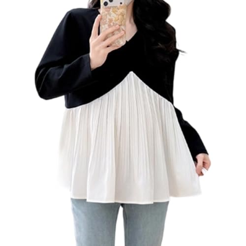Blouses de grossesse respirantes en coton patchwork pour femme enceinte