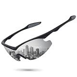 Ofwin Polarized Sports Sunglasses Men Women Fishing Hiking Cycling Wrap Around Half Frame Sun Glasses UV Protection Black Silver Mirrored
