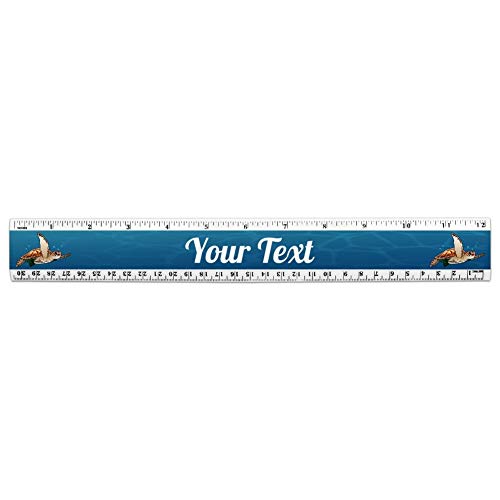 Personalized Custom 1 Line Sea Turtle 12 Inch Standard and Metric Plastic Ruler