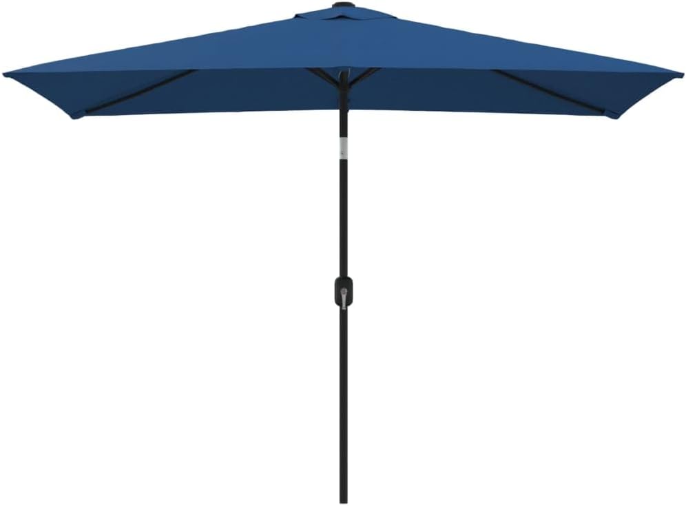 vidaXL Rectangular Outdoor Parasol in Azure - UV-Protective Polyester Cover with Steel Pole, Air Vent, and Crank Mechanism, 118"x78.7"
