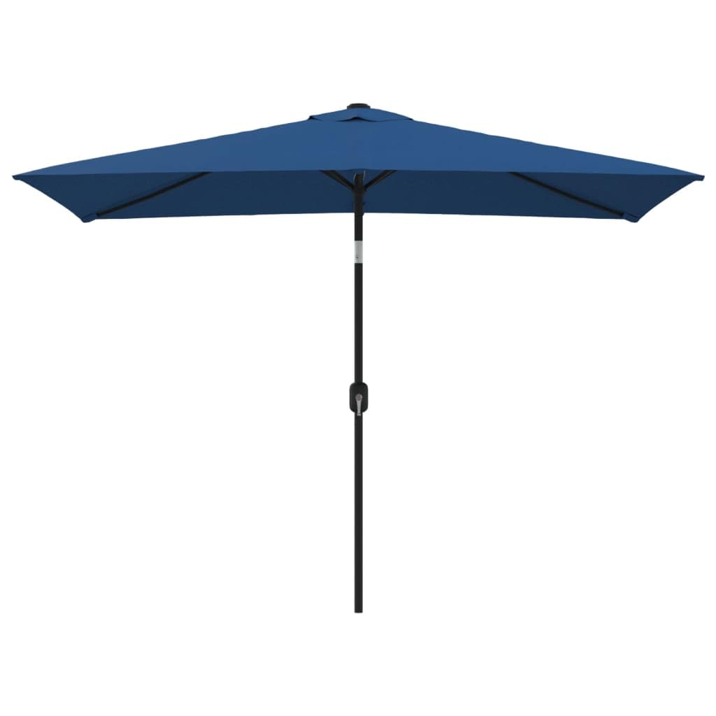 vidaXL Rectangular Outdoor Parasol in Azure - UV-Protective Polyester Cover with Steel Pole, Air Vent, and Crank Mechanism, 118