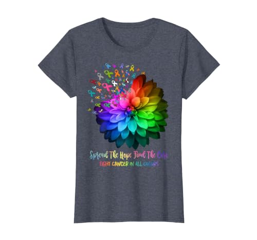 Fight Cancer in Spread The Hope Find a Cure T-Shirt, Women, Heather Blue, Small