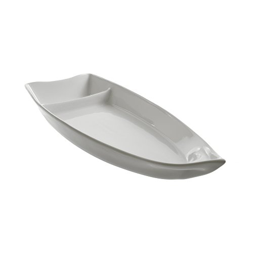 Set de 2 platos barco sushi de porcelana blanca