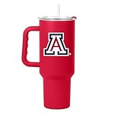 Logo Brands NCAA Arizona Wildcats 40 oz Tumbler with Handle -Powder Coated-Stainless Steel with Straw– Leak-Resistant, Keeps Drinks Hot/Cold – Everyday Use