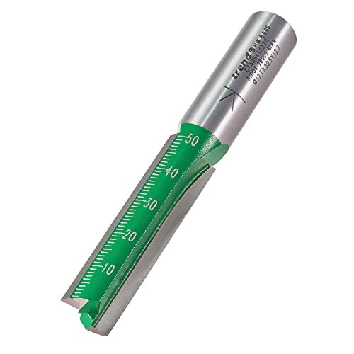 Trend CraftPro Straight Two Flute Router Cutter Bit, 1/2 Inch Shank, 12.7mm Cut Diameter & 50mm Cut Length