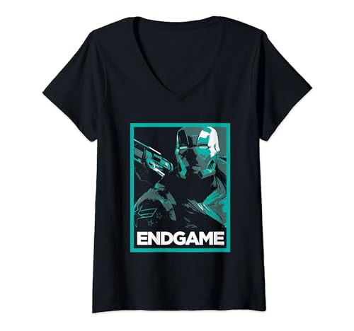 Image of Womens Avengers Endgame War Machine Poster V-Neck T-Shirt