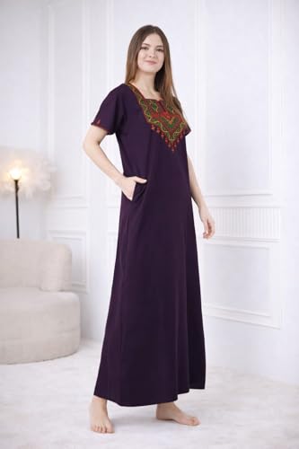 Image of Premium Women Embroidery Night Gown Lizzybizzy Cotton Nighty Maxi