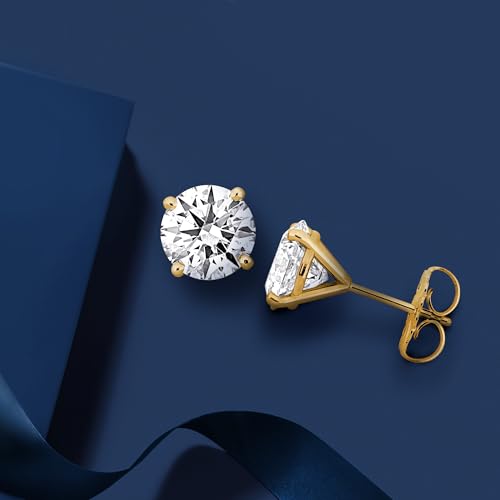 Image of Lab-Grown Diamond Stud Earrings With Unique laser engraved Diamond ID, Set In Platinum, White Gold or Yellow Gold - D Color, VVS2 Clarity, IGI Certified Lab-Grown Diamonds - Available in 1 to 5 CTTW