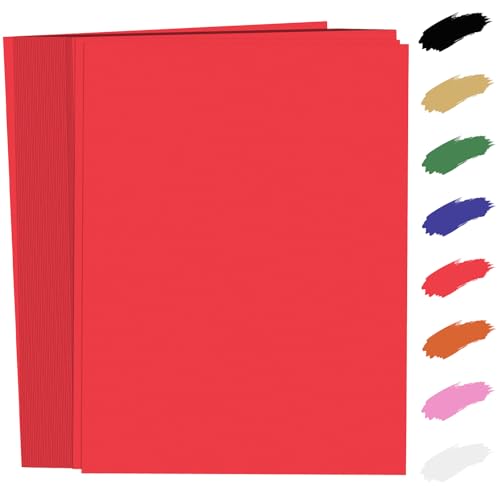 100 Sheets Red Card Stock 8.5 x 11in 250GSM 92lb Red Cardstock Card Stock Construction Paper Heavy Weight Printer Paper for Invitations Stationery Printing Scrapbooking Crafts DIY Cards