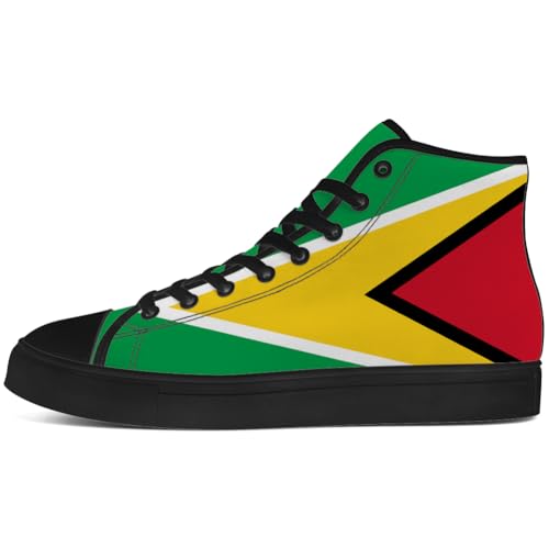Guyana Flag High Top Shoes High Top Canvas Sneakers Lace Up Black Shoes for Men Women